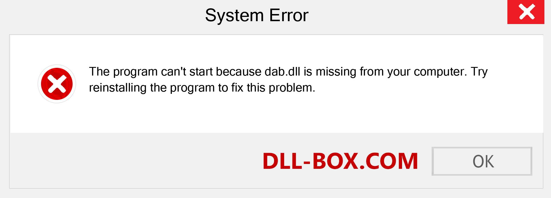  dab.dll file is missing?. Download for Windows 7, 8, 10 - Fix  dab dll Missing Error on Windows, photos, images